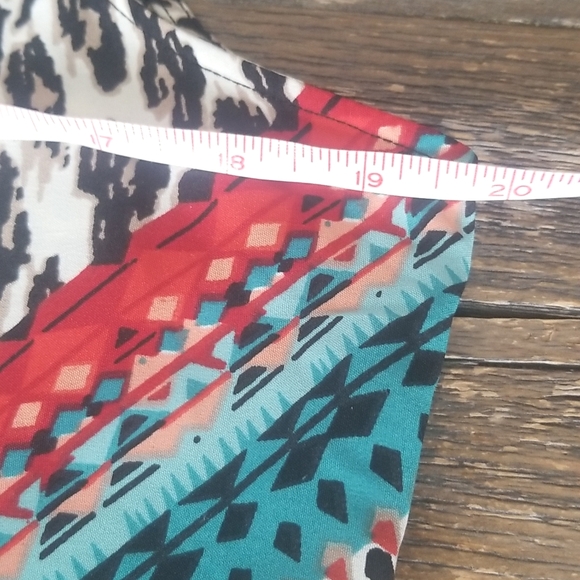 Point Zero Western Boho Animal Print Mixed Media Top SZ L - Picture 14 of 14